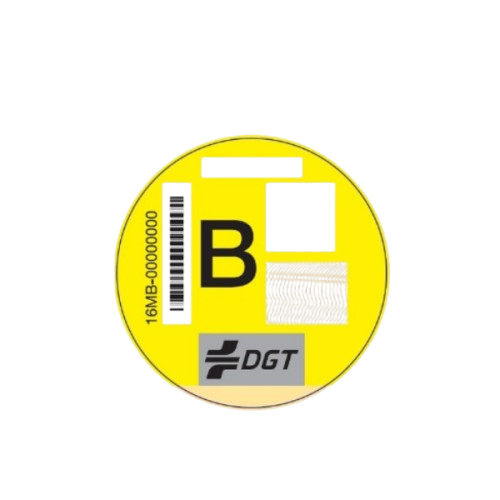 Pegatina de emisiones para el coche B, distintivo digital de la DGT